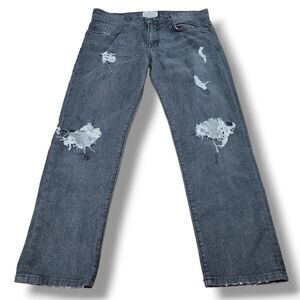 Current Elliott Jeans Size 26 W32"xL26" The Boyfriend Light Black Destroy Jeans